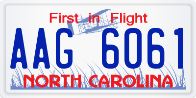 NC license plate AAG6061