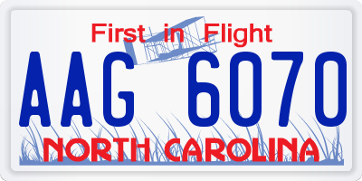 NC license plate AAG6070