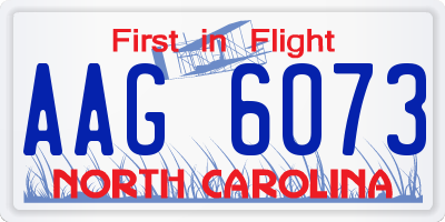 NC license plate AAG6073