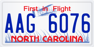NC license plate AAG6076