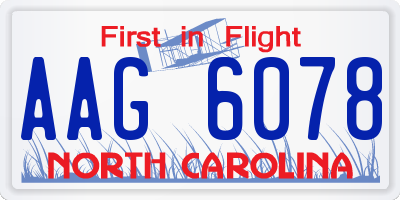 NC license plate AAG6078