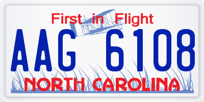 NC license plate AAG6108