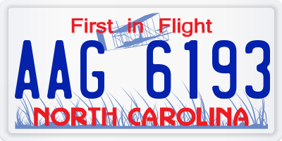 NC license plate AAG6193