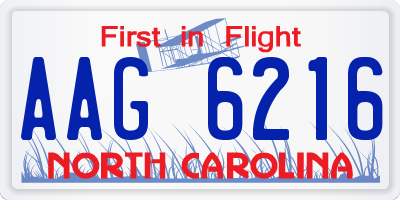 NC license plate AAG6216