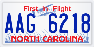 NC license plate AAG6218