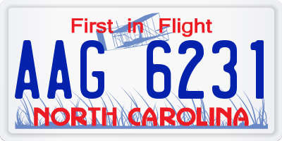 NC license plate AAG6231