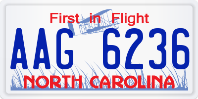 NC license plate AAG6236