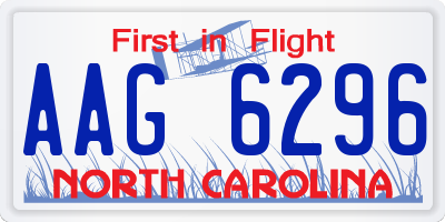 NC license plate AAG6296