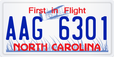 NC license plate AAG6301