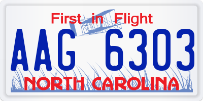 NC license plate AAG6303