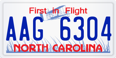 NC license plate AAG6304