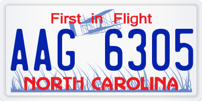 NC license plate AAG6305