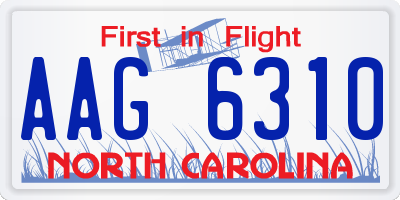 NC license plate AAG6310