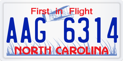 NC license plate AAG6314