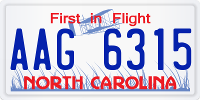 NC license plate AAG6315