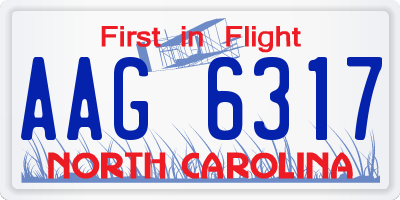 NC license plate AAG6317