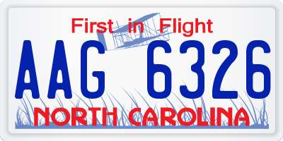 NC license plate AAG6326