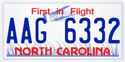 NC license plate AAG6332