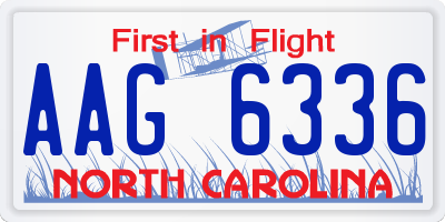 NC license plate AAG6336