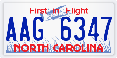 NC license plate AAG6347