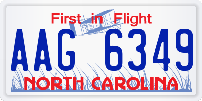 NC license plate AAG6349