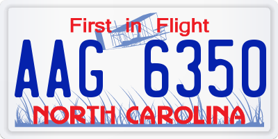 NC license plate AAG6350