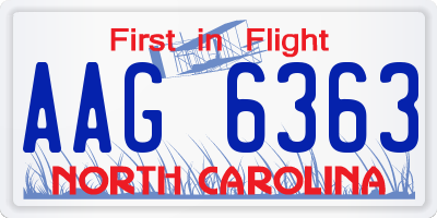 NC license plate AAG6363