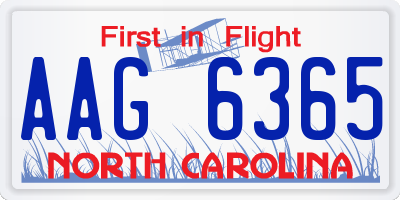 NC license plate AAG6365