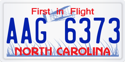 NC license plate AAG6373