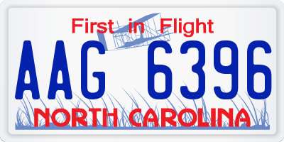 NC license plate AAG6396