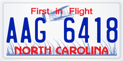 NC license plate AAG6418