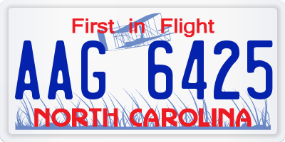 NC license plate AAG6425