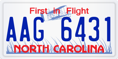 NC license plate AAG6431