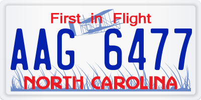 NC license plate AAG6477