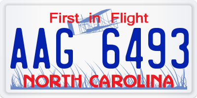 NC license plate AAG6493