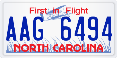 NC license plate AAG6494