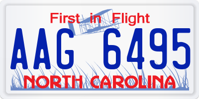 NC license plate AAG6495