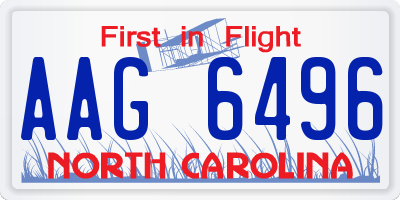 NC license plate AAG6496