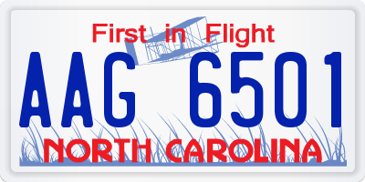 NC license plate AAG6501