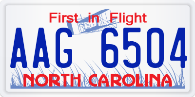 NC license plate AAG6504