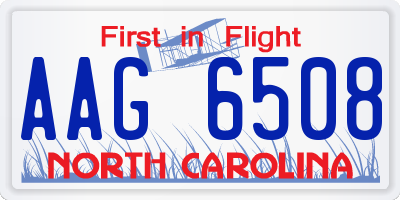 NC license plate AAG6508