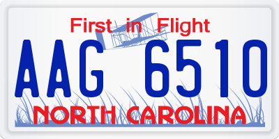 NC license plate AAG6510