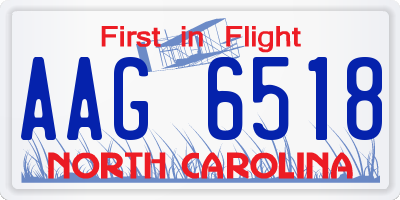 NC license plate AAG6518