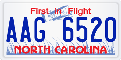 NC license plate AAG6520