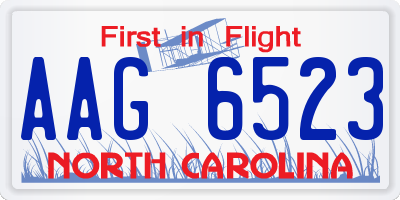 NC license plate AAG6523