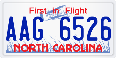 NC license plate AAG6526