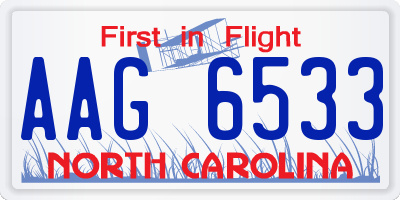 NC license plate AAG6533