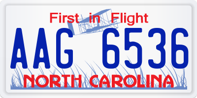 NC license plate AAG6536