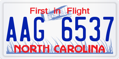 NC license plate AAG6537