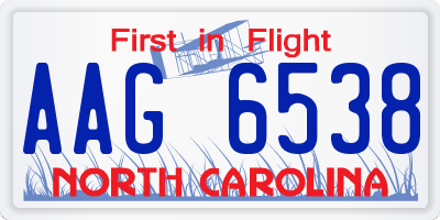 NC license plate AAG6538